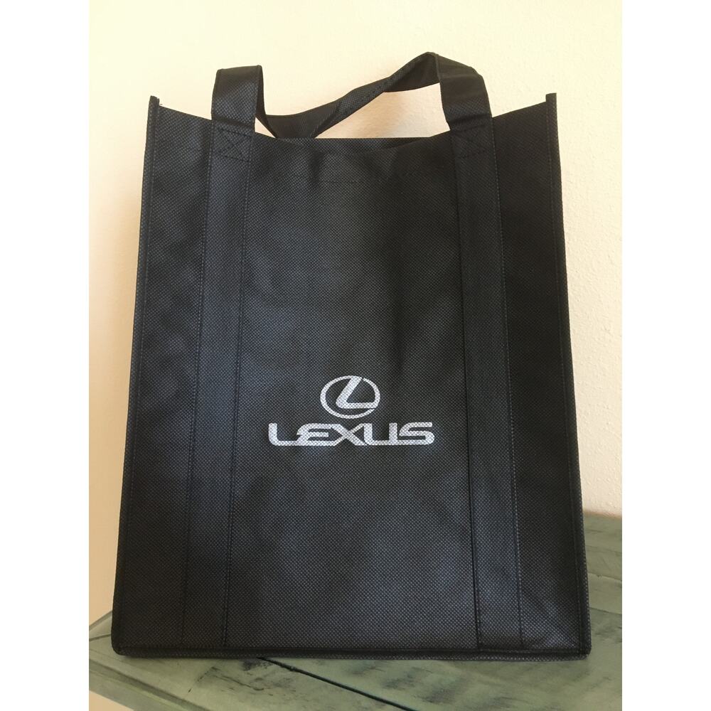 Black Lexus Logo Tote Hand Bag Hard Plastic Removable Reinforced Bottom 15x12x10